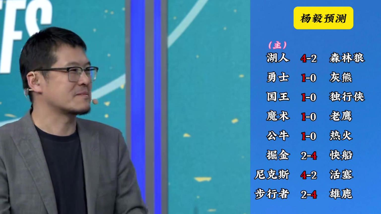 明燈來(lái)了！看看楊毅的季后賽預(yù)測(cè)：湖人4-2狼 快船4-2掘金